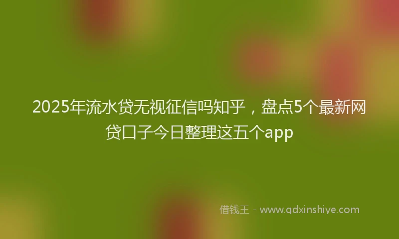 2025年流水贷无视征信吗知乎，盘点5个最新网贷口子今日整理这五个app