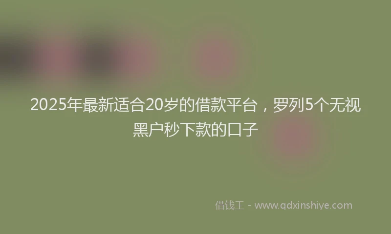 2025年最新适合20岁的借款平台，罗列5个无视黑户秒下款的口子