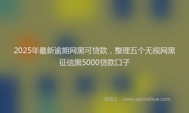 2025年最新逾期网黑可贷款，整理五个无视网黑征信黑5000贷款口子