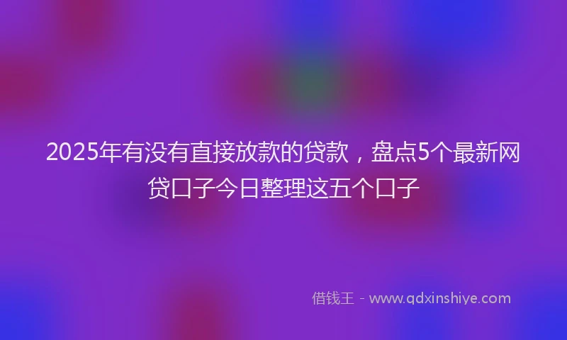 2025年有没有直接放款的贷款，盘点5个最新网贷口子今日整理这五个口子
