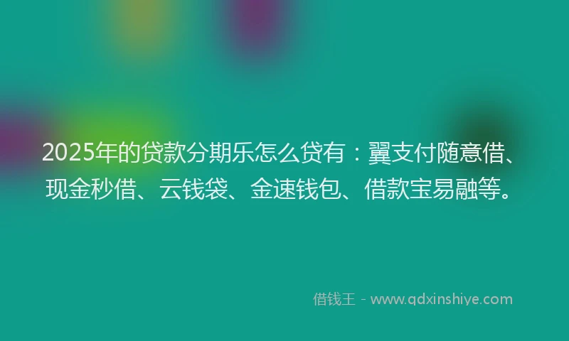 2025年的贷款分期乐怎么贷有：翼支付随意借、现金秒借、云钱袋、金速钱包、借款宝易融等。