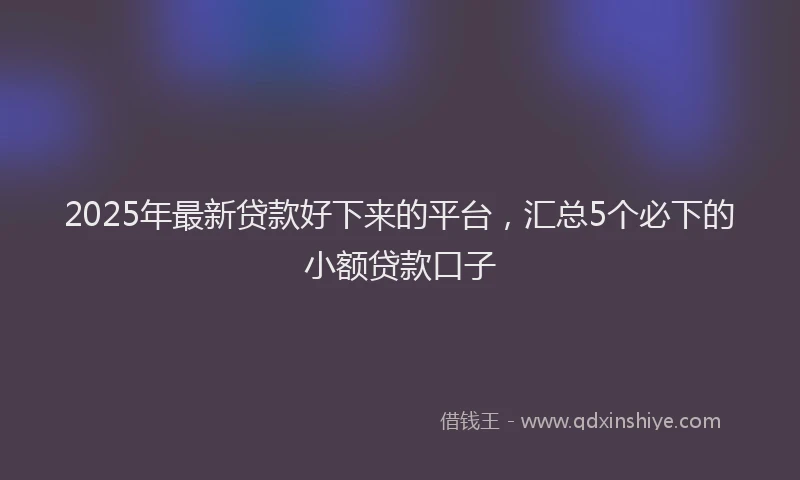 2025年最新贷款好下来的平台，汇总5个必下的小额贷款口子