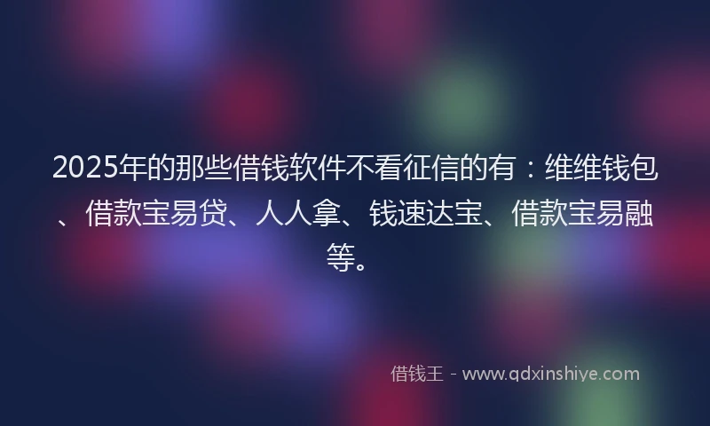 2025年的那些借钱软件不看征信的有：维维钱包、借款宝易贷、人人拿、钱速达宝、借款宝易融等。