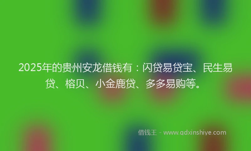 2025年的贵州安龙借钱有：闪贷易贷宝、民生易贷、榕贝、小金鹿贷、多多易购等。