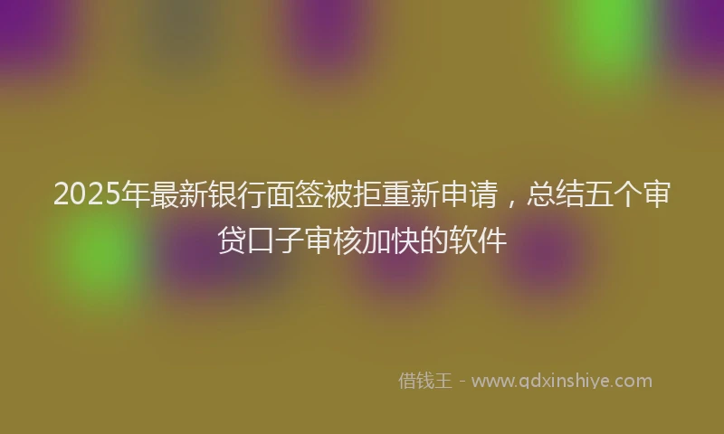 2025年最新银行面签被拒重新申请，总结五个审贷口子审核加快的软件