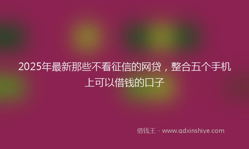 2025年最新那些不看征信的网贷，整合五个手机上可以借钱的口子