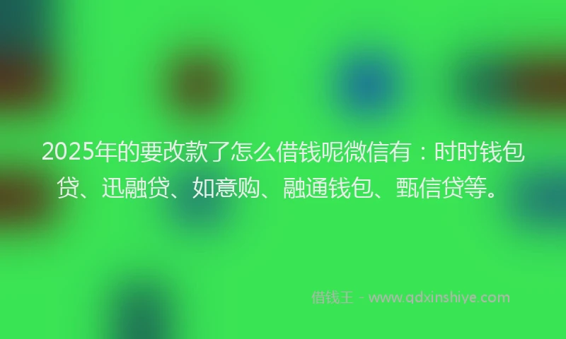 2025年的要改款了怎么借钱呢微信有：时时钱包贷、迅融贷、如意购、融通钱包、甄信贷等。