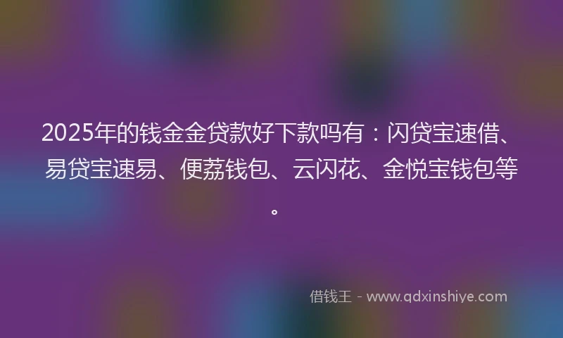 2025年的钱金金贷款好下款吗有：闪贷宝速借、易贷宝速易、便荔钱包、云闪花、金悦宝钱包等。