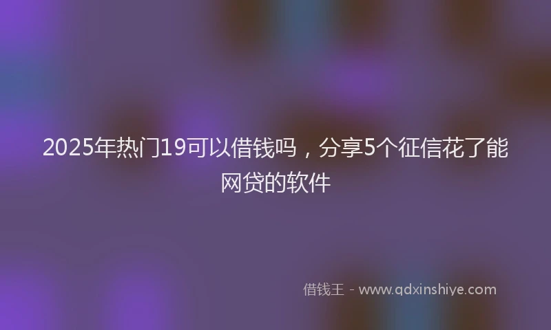 2025年热门19可以借钱吗，分享5个征信花了能网贷的软件