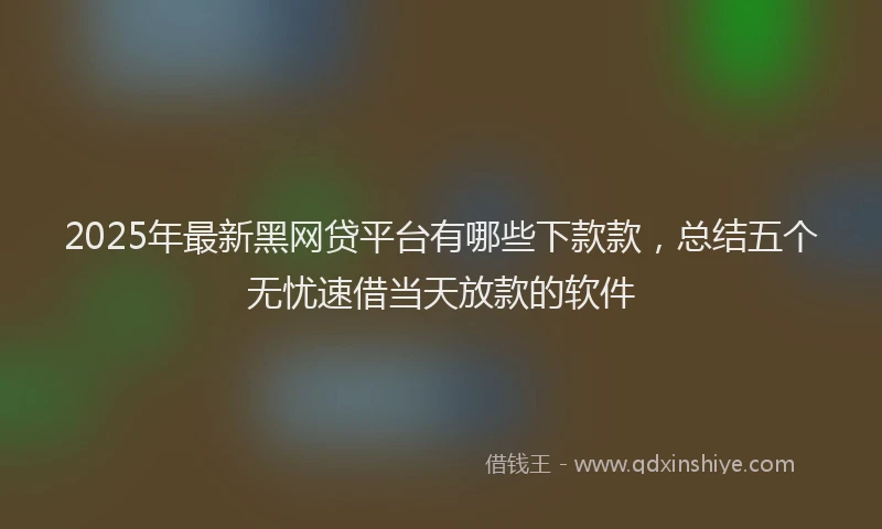 2025年最新黑网贷平台有哪些下款款，总结五个无忧速借当天放款的软件