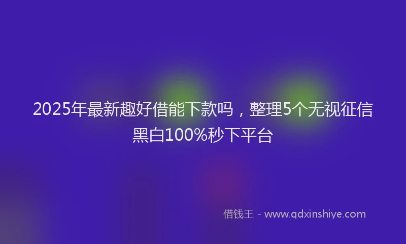 2025年最新趣好借能下款吗，整理5个无视征信黑白100%秒下平台