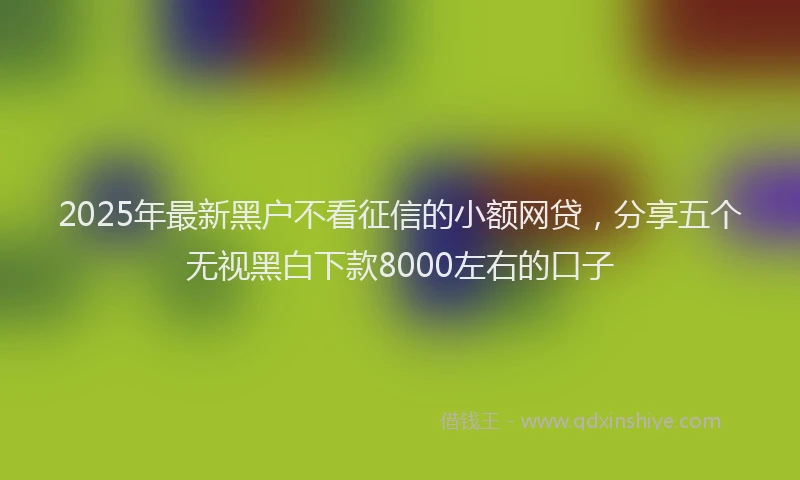 2025年最新黑户不看征信的小额网贷，分享五个无视黑白下款8000左右的口子