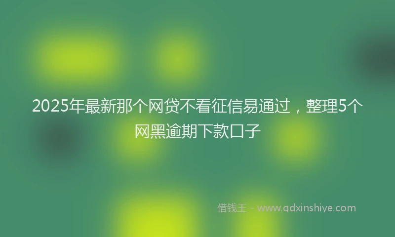 2025年最新那个网贷不看征信易通过，整理5个网黑逾期下款口子