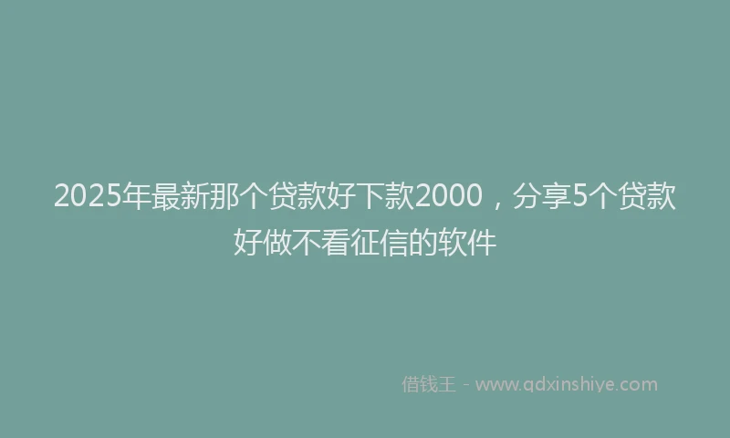 2025年最新那个贷款好下款2000，分享5个贷款好做不看征信的软件