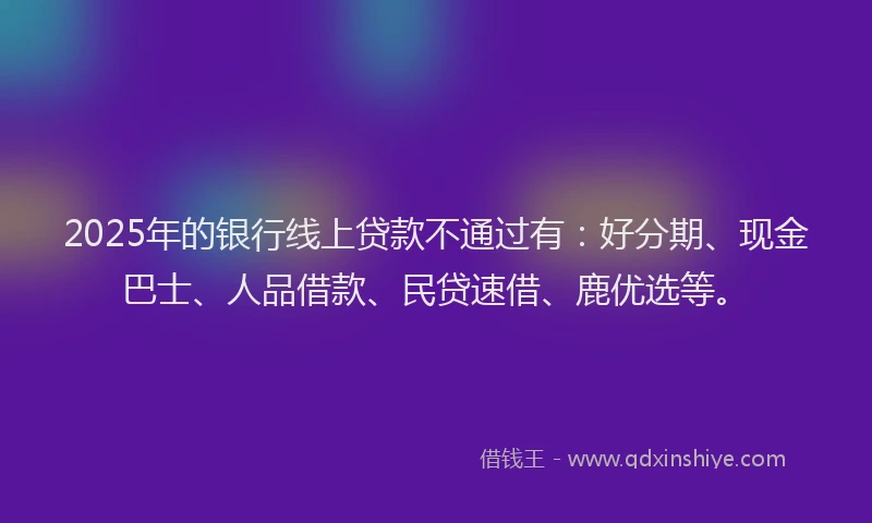 2025年的银行线上贷款不通过有：好分期、现金巴士、人品借款、民贷速借、鹿优选等。