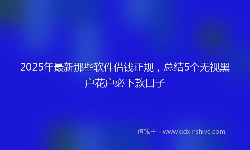2025年最新那些软件借钱正规，总结5个无视黑户花户必下款口子