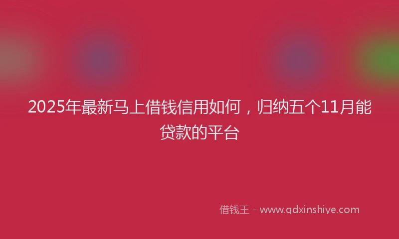2025年最新马上借钱信用如何，归纳五个11月能贷款的平台