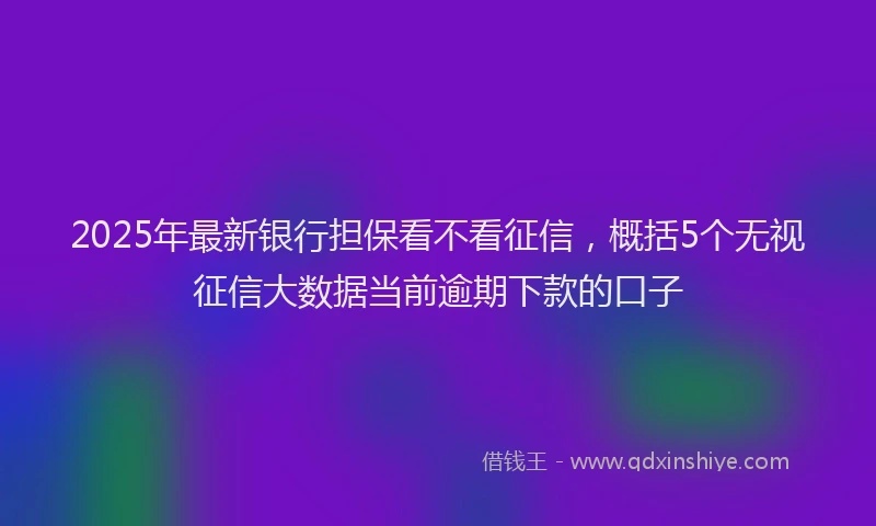 2025年最新银行担保看不看征信，概括5个无视征信大数据当前逾期下款的口子