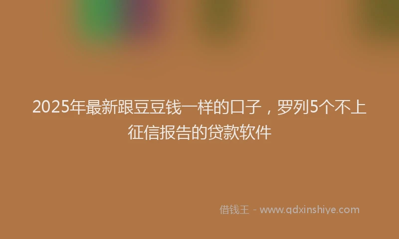 2025年最新跟豆豆钱一样的口子，罗列5个不上征信报告的贷款软件