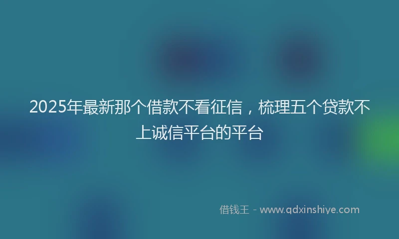 2025年最新那个借款不看征信，梳理五个贷款不上诚信平台的平台