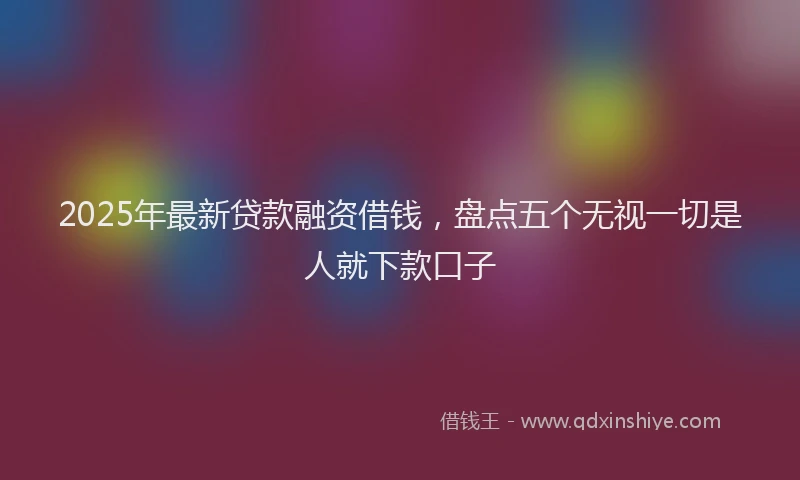 2025年最新贷款融资借钱，盘点五个无视一切是人就下款口子