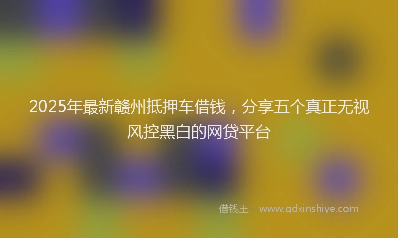 2025年最新赣州抵押车借钱，分享五个真正无视风控黑白的网贷平台