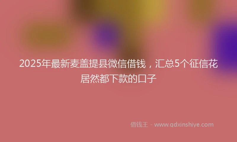 2025年最新麦盖提县微信借钱，汇总5个征信花居然都下款的口子