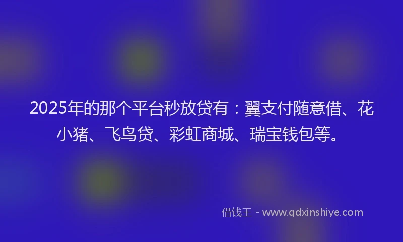 2025年的那个平台秒放贷有：翼支付随意借、花小猪、飞鸟贷、彩虹商城、瑞宝钱包等。