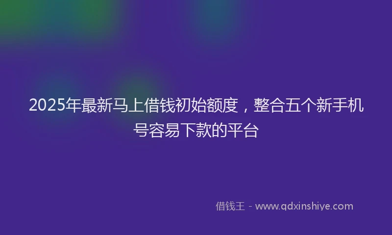 2025年最新马上借钱初始额度，整合五个新手机号容易下款的平台