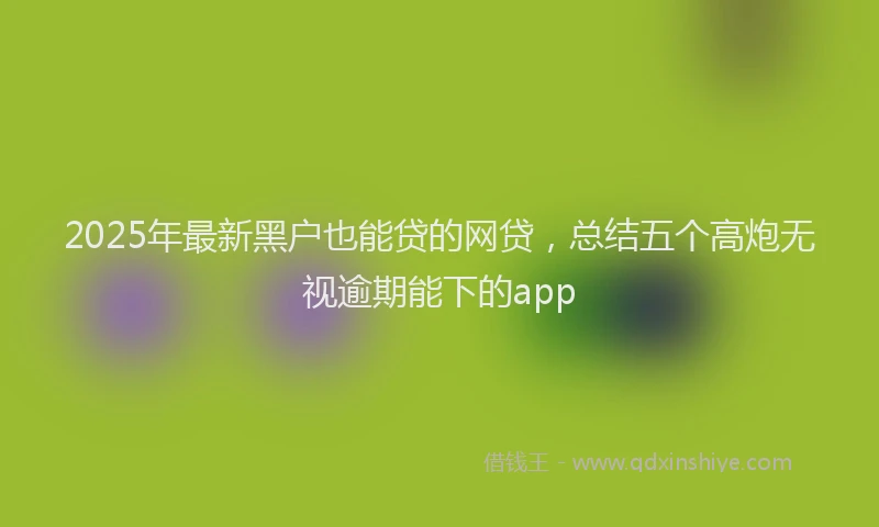 2025年最新黑户也能贷的网贷，总结五个高炮无视逾期能下的app