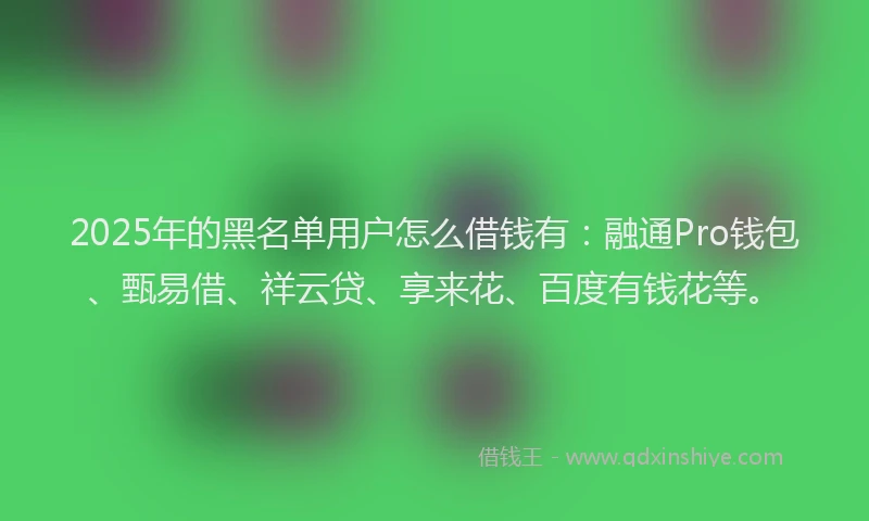 2025年的黑名单用户怎么借钱有：融通Pro钱包、甄易借、祥云贷、享来花、百度有钱花等。