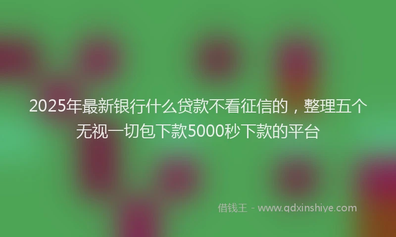 2025年最新银行什么贷款不看征信的，整理五个无视一切包下款5000秒下款的平台