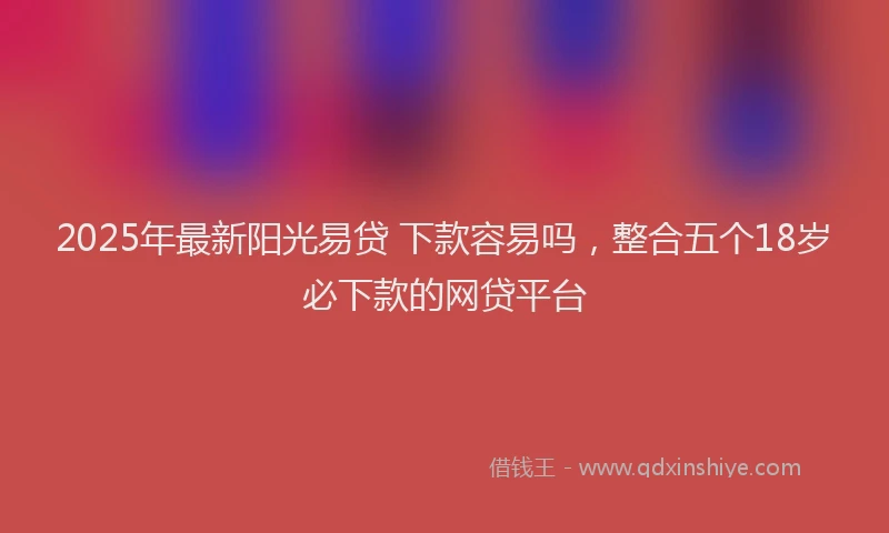 2025年最新阳光易贷 下款容易吗，整合五个18岁必下款的网贷平台