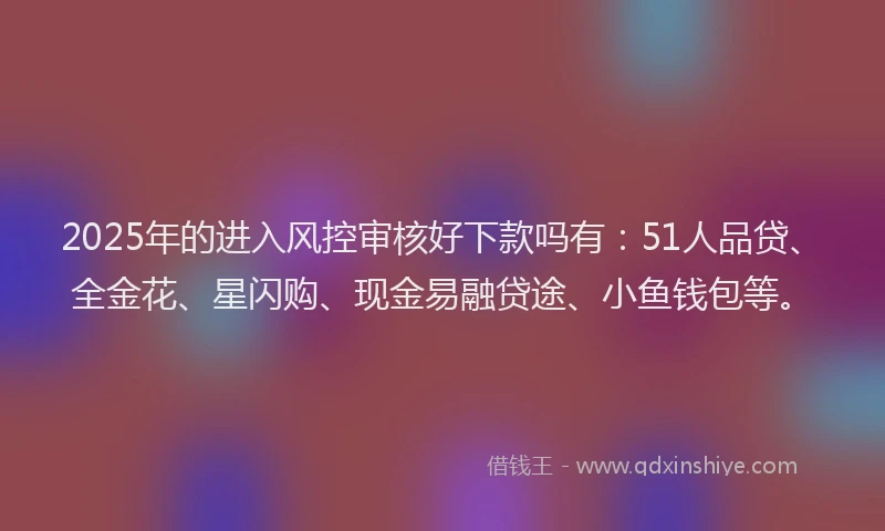 2025年的进入风控审核好下款吗有：51人品贷、全金花、星闪购、现金易融贷途、小鱼钱包等。