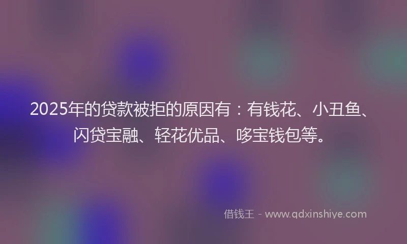 2025年的贷款被拒的原因有：有钱花、小丑鱼、闪贷宝融、轻花优品、哆宝钱包等。