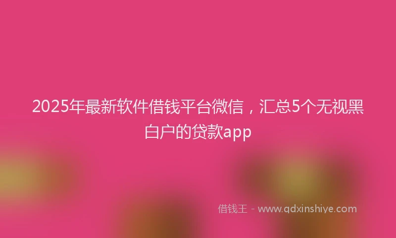 2025年最新软件借钱平台微信，汇总5个无视黑白户的贷款app