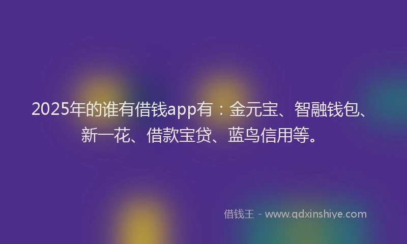 2025年的谁有借钱app有：金元宝、智融钱包、新一花、借款宝贷、蓝鸟信用等。