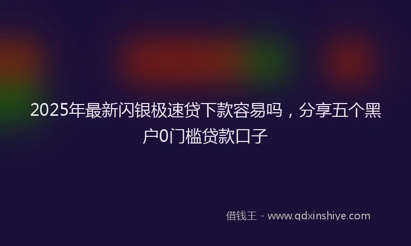 2025年最新闪银极速贷下款容易吗，分享五个黑户0门槛贷款口子