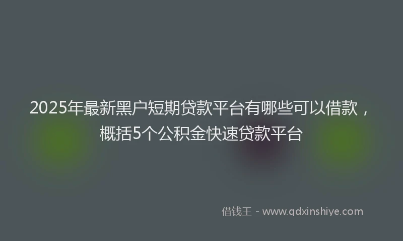 2025年最新黑户短期贷款平台有哪些可以借款，概括5个公积金快速贷款平台