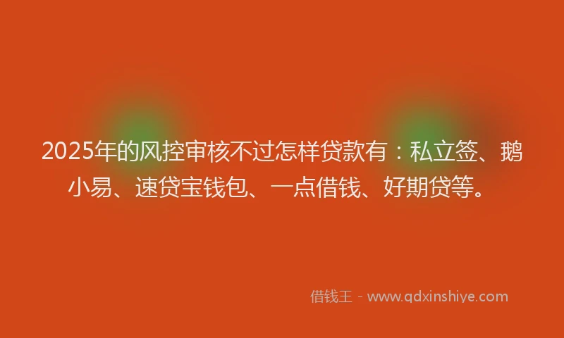 2025年的风控审核不过怎样贷款有：私立签、鹅小易、速贷宝钱包、一点借钱、好期贷等。