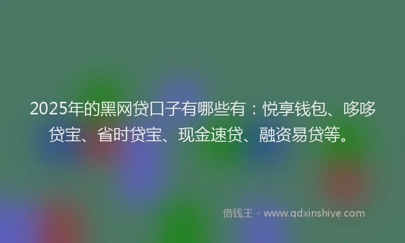 2025年的黑网贷口子有哪些有：悦享钱包、哆哆贷宝、省时贷宝、现金速贷、融资易贷等。