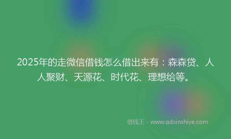 2025年的走微信借钱怎么借出来有：森森贷、人人聚财、天源花、时代花、理想给等。