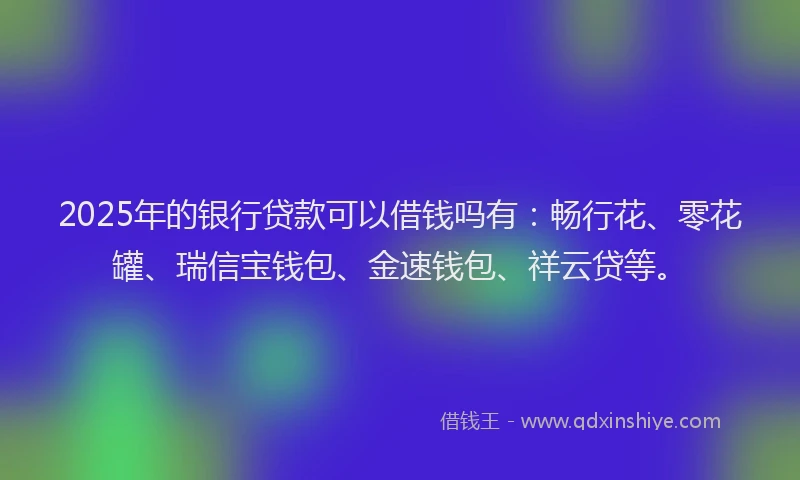 2025年的银行贷款可以借钱吗有：畅行花、零花罐、瑞信宝钱包、金速钱包、祥云贷等。