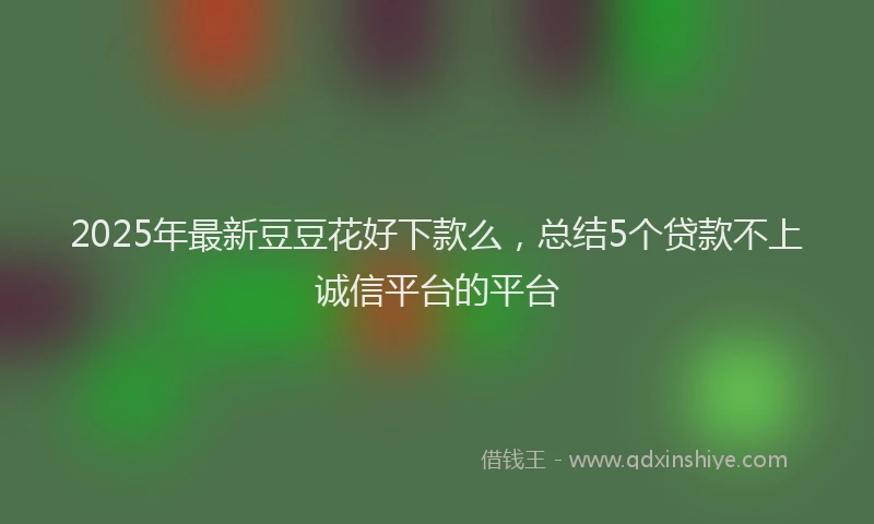 2025年最新豆豆花好下款么，总结5个贷款不上诚信平台的平台