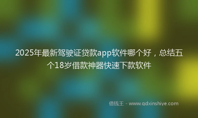 2025年最新驾驶证贷款app软件哪个好，总结五个18岁借款神器快速下款软件