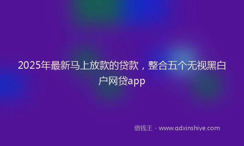 2025年最新马上放款的贷款，整合五个无视黑白户网贷app