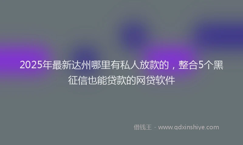 2025年最新达州哪里有私人放款的，整合5个黑征信也能贷款的网贷软件