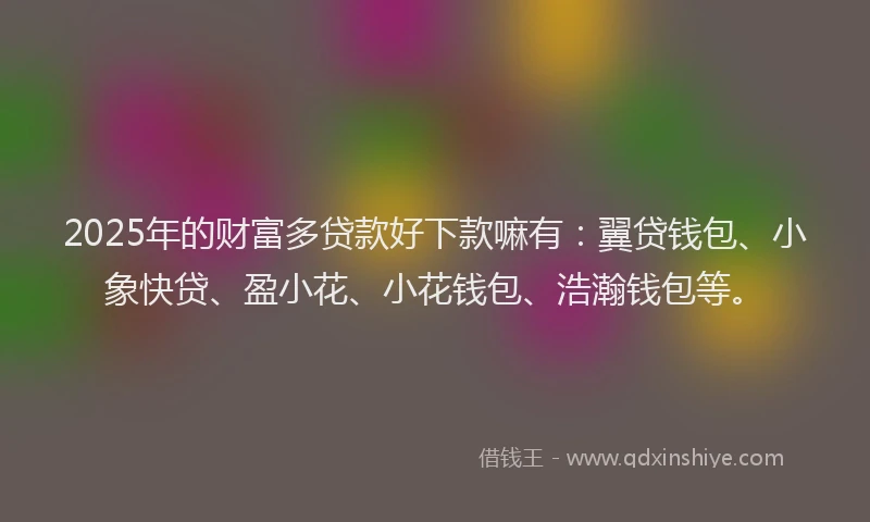 2025年的财富多贷款好下款嘛有：翼贷钱包、小象快贷、盈小花、小花钱包、浩瀚钱包等。