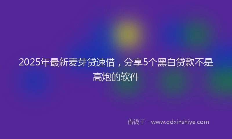 2025年最新麦芽贷速借，分享5个黑白贷款不是高炮的软件