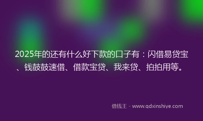 2025年的还有什么好下款的口子有：闪借易贷宝、钱鼓鼓速借、借款宝贷、我来贷、拍拍用等。